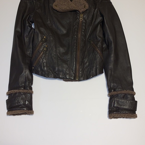 Just Jeans Brown Leather Bomber Jacket - Women’s AU Size 6 - Picture 6 of 10